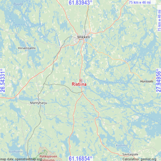 Ristiina on map