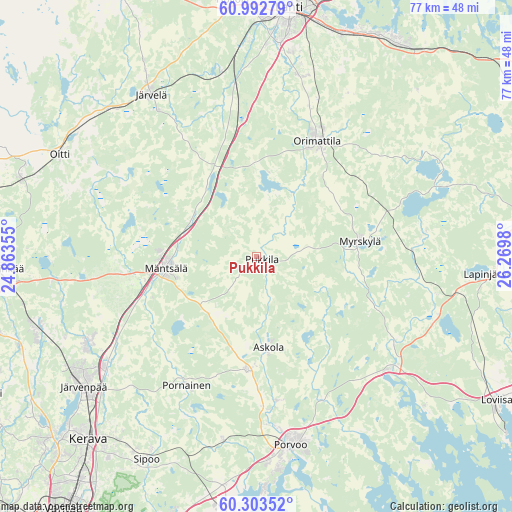 Pukkila on map