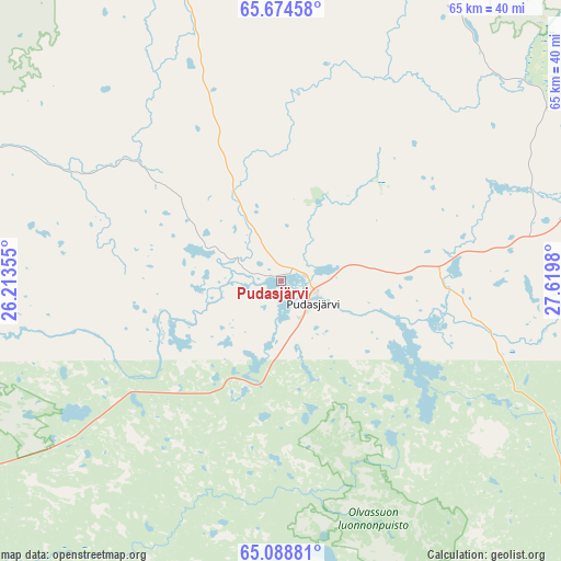 Pudasjärvi on map