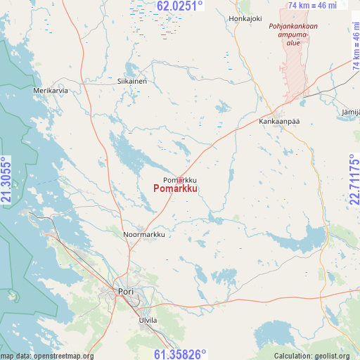 Pomarkku on map