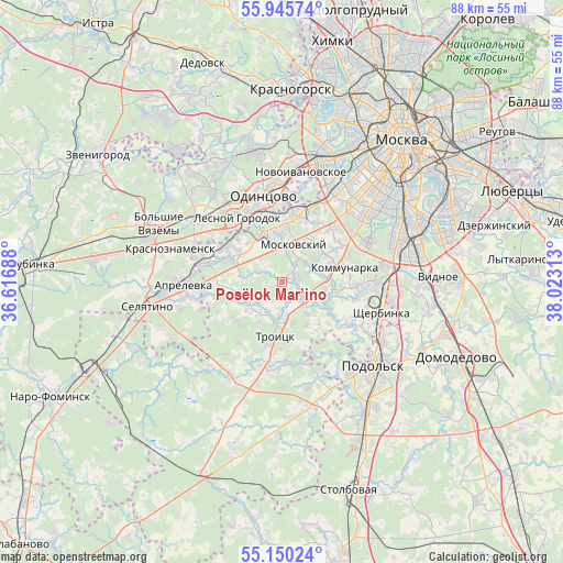 Posëlok Mar’ino on map
