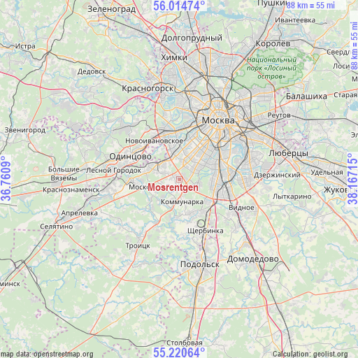 Mosrentgen on map
