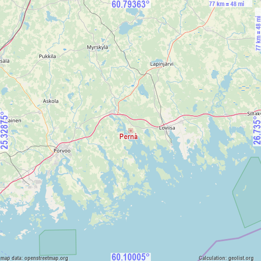 Pernå on map