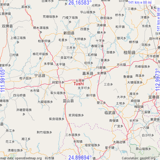 Tushi on map