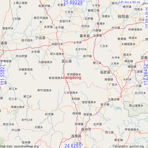 Jiangdong on map