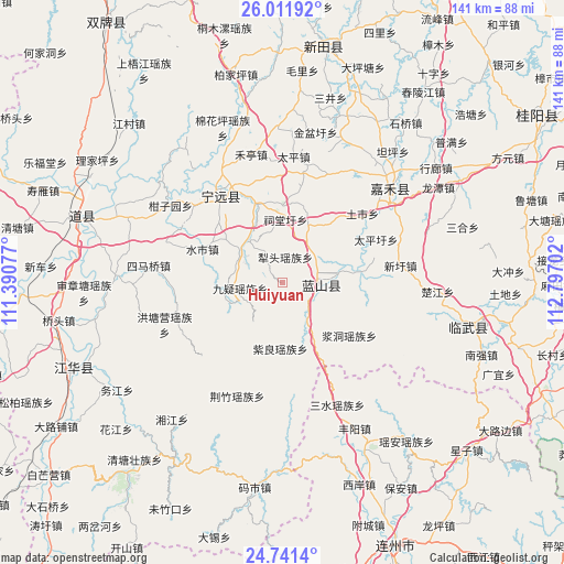 Huiyuan on map