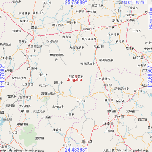 Jingzhu on map