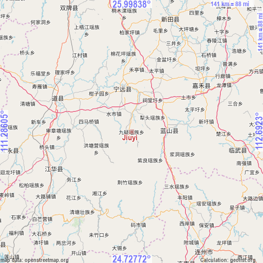 Jiuyi on map