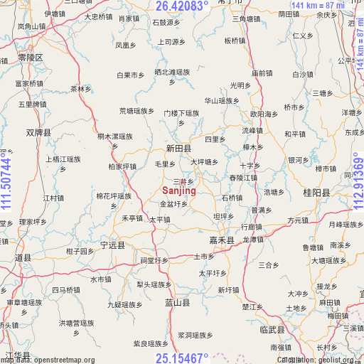 Sanjing on map