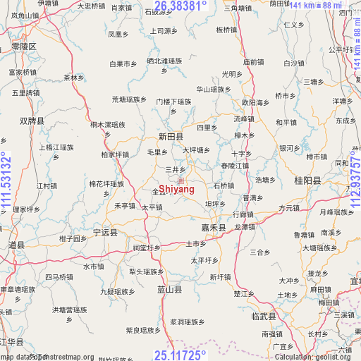 Shiyang on map