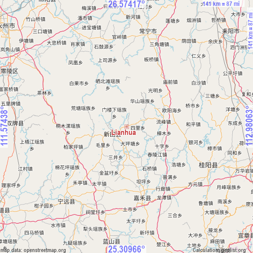 Lianhua on map