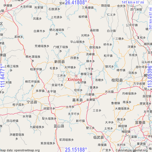 Xinlong on map