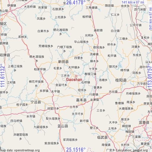 Gaoshan on map