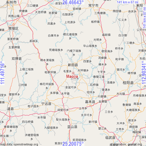 Maojia on map