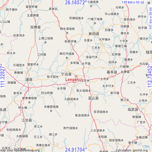 Lengshui on map