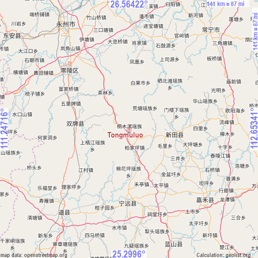 Tongmuluo on map