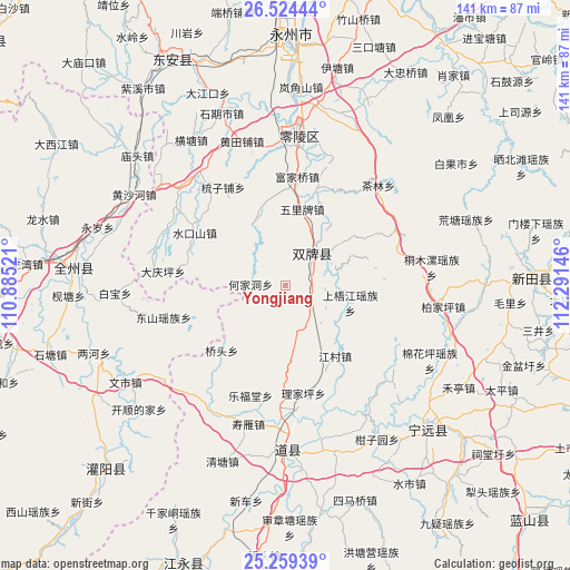 Yongjiang on map