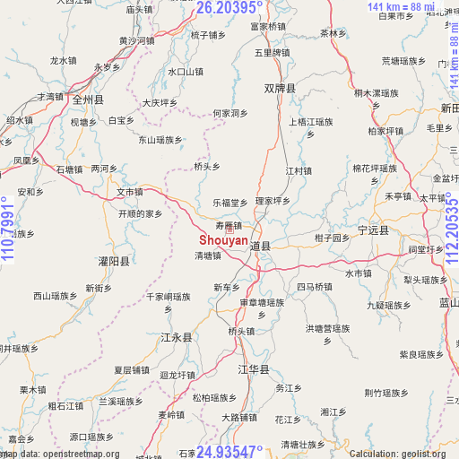 Shouyan on map