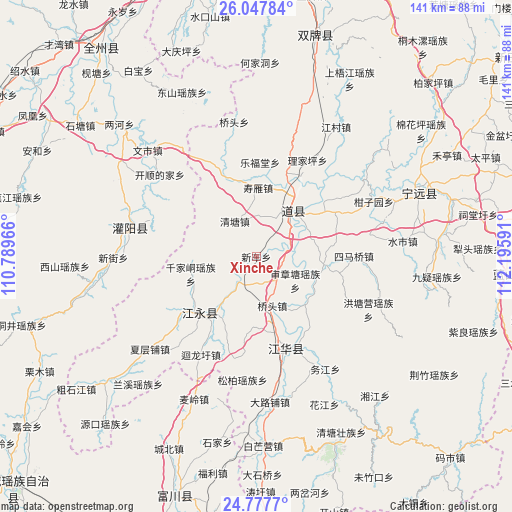 Xinche on map