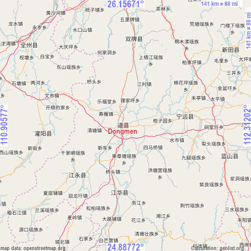 Dongmen on map