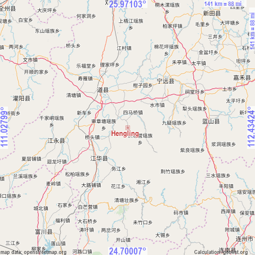 Hengling on map