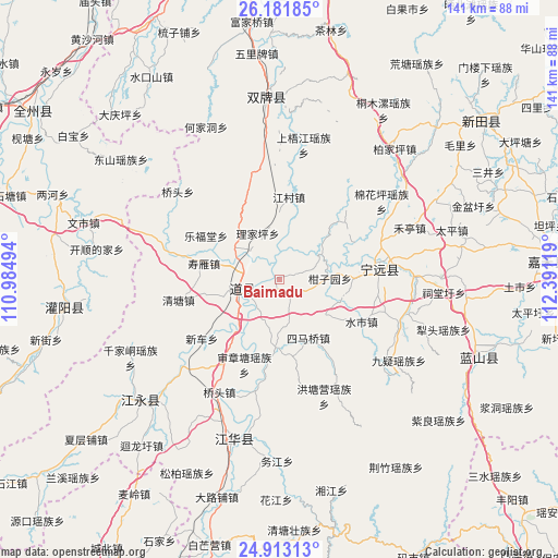 Baimadu on map