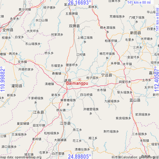 Baimangpu on map