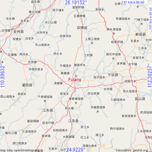 Futang on map