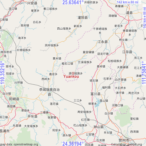 Yuankou on map