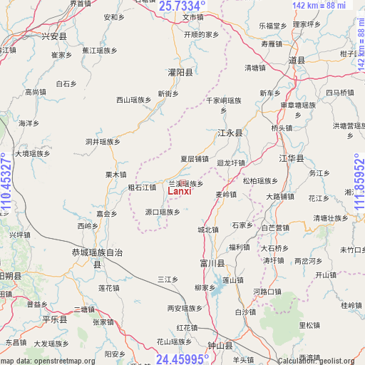 Lanxi on map