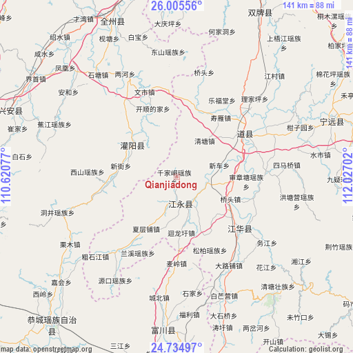 Qianjiadong on map