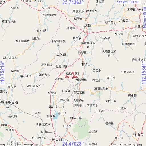 Songbo on map