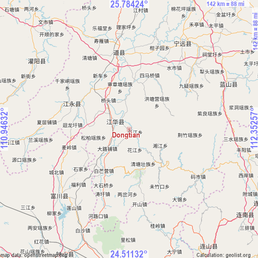 Dongtian on map