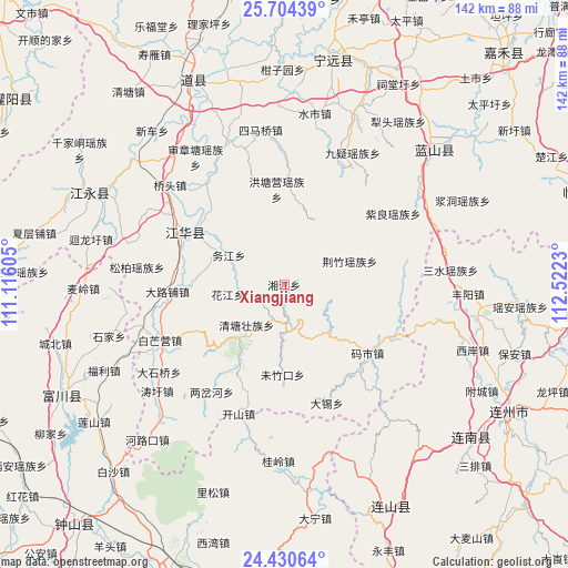 Xiangjiang on map