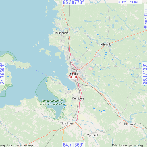 Oulu on map
