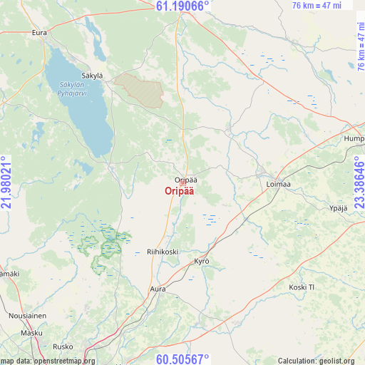 Oripää on map