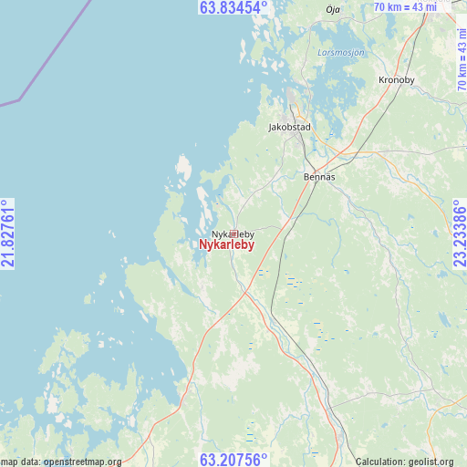 Nykarleby on map