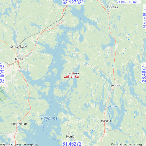 Luhanka on map