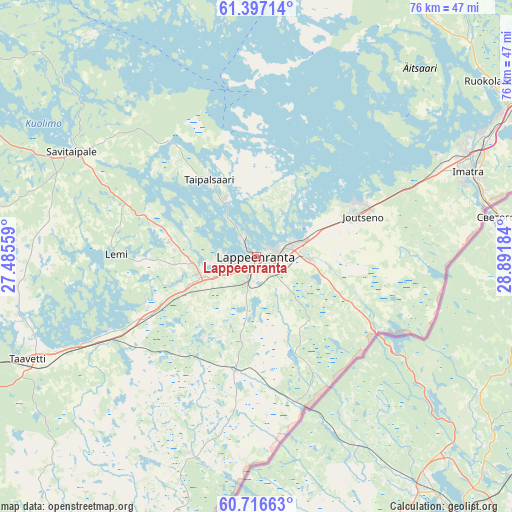 Lappeenranta on map