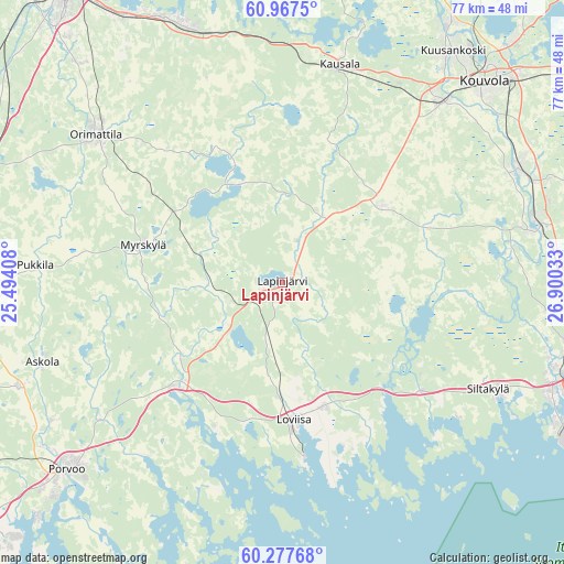 Lapinjärvi on map
