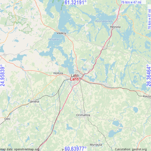 Lahti on map