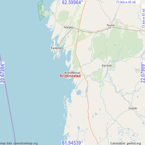 Kristinestad on map