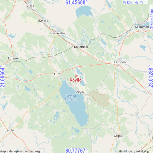 Köyliö on map