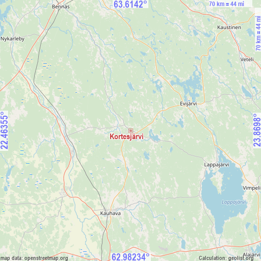 Kortesjärvi on map