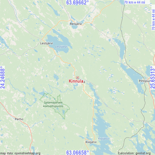 Kinnula on map