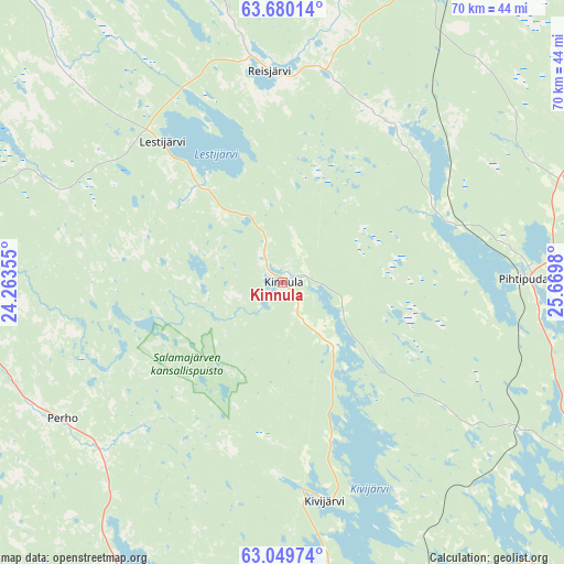 Kinnula on map