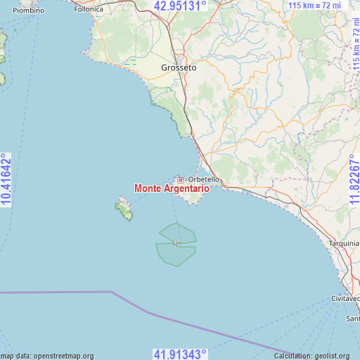 Monte Argentario on map