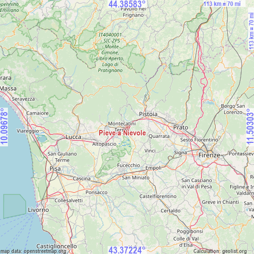 Pieve a Nievole on map
