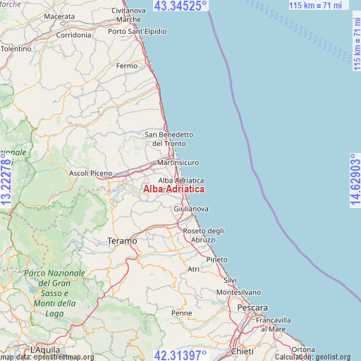 Alba Adriatica on map