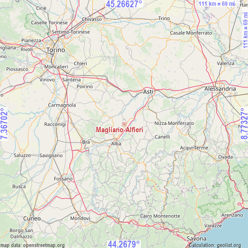 Magliano Alfieri on map